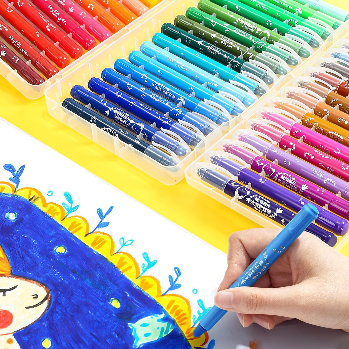 M&G Washable Tempera Paint Sticks, 48 Colors Solid Tempera Paint Set With 1 Paint Brush For Kids, Super Quick Drying, Works Grea