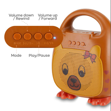 Singimals Kids Karaoke Speaker With Microphone - Unleash Your Child'S Inner Superstar, Bluetooth V5.1, 12H Playtime, 5W Speaker, Multicolor Led Lighting, Theo The Bear