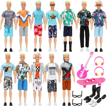 Sotogo 38 Pieces Doll Clothes And Accessories For 12 Inch Boy Doll Include 12 Sets Doll Clothes/Casual Clothes/Career Outfits/Jacket Pants Tops, 4 Pairs Shoes And 6 Pieces Doll Accessories