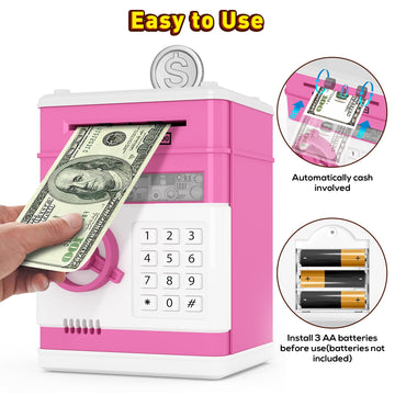 Atm Piggy Bank For Boys Girls, Electronic Money Bank With Password Paper Money Saving Box Coin Can Kids Safe Bank, Birthday Gift Toy For Kids Adults