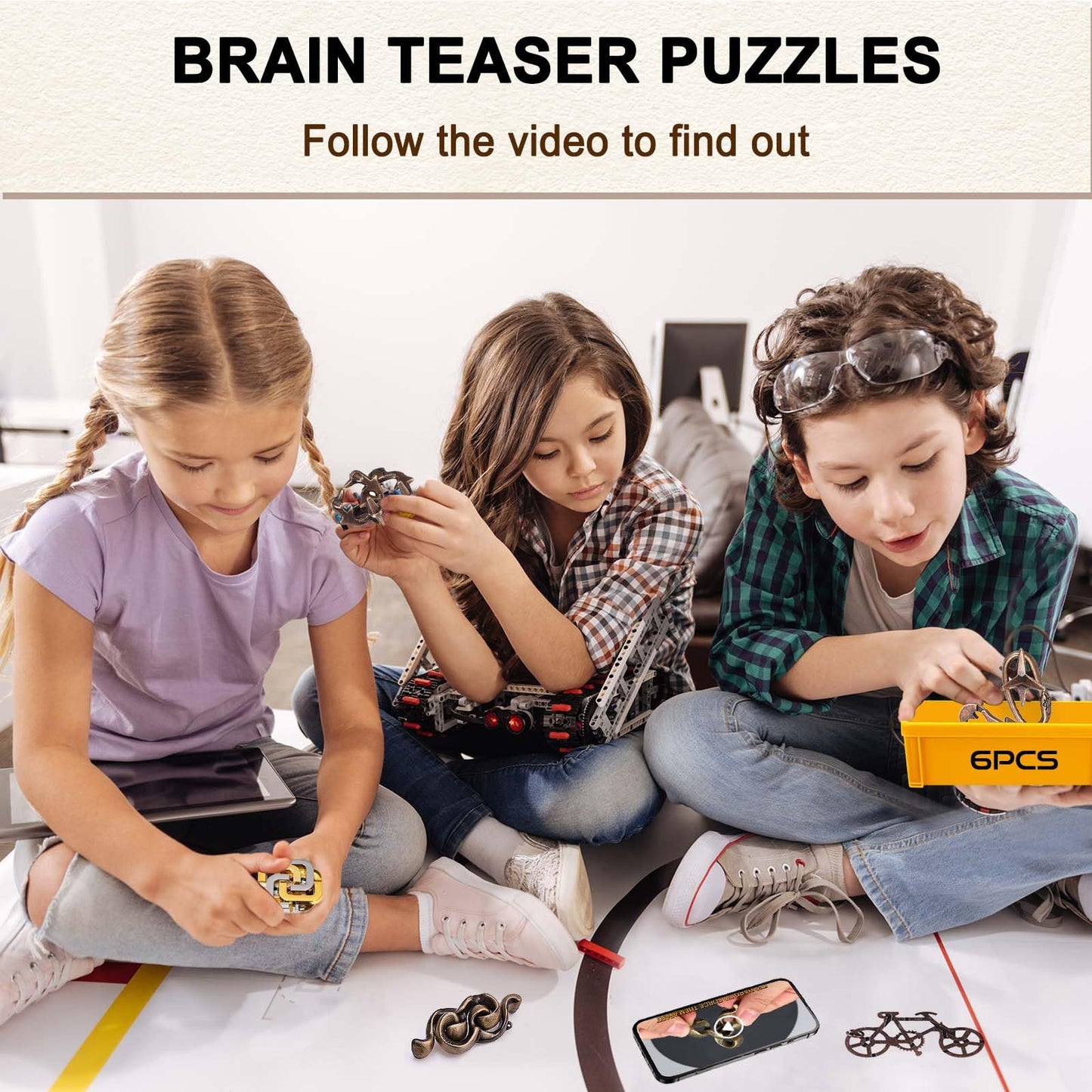 Brain Teaser Puzzles for mature-themeds 6pcs Logic Metal Puzzle for mature-themed Kid Toy Lock Puzzles Gift for mature-themedsTeenagers