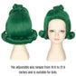 Yan Dream Kids Short Wavy Green Wig With White Eyebrows For Child Funny Wigs Halloween Party