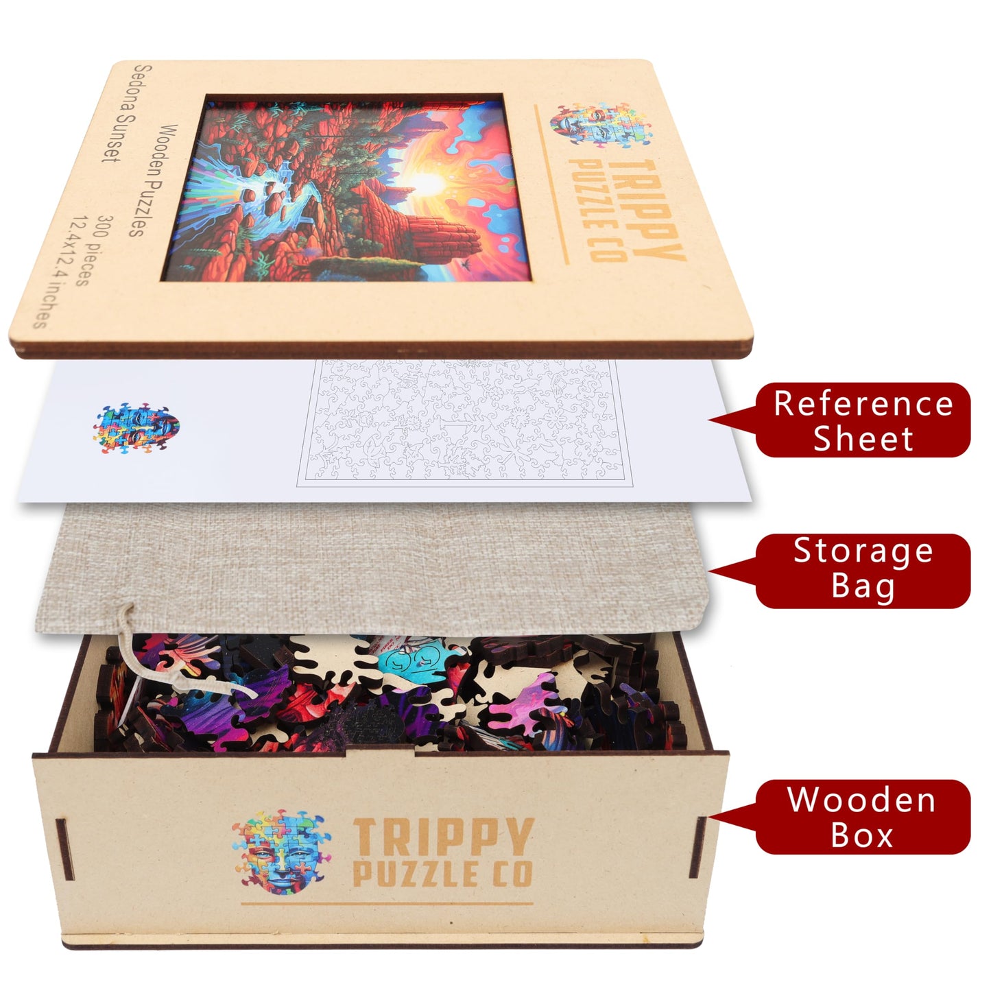 Trippy Puzzle Co - Wooden Jigsaw Puzzle For Adults - Challenging 300 Piece Puzzle With Cool Shapes - Mountain Landscape Scenic N