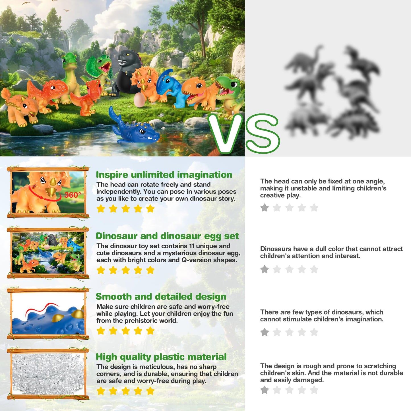 Ykanzz Dinosaur Toys For Kids 3-5, Plastic Dino Toy Set For Boys Age 4-7, 11 Soft Small Dinosaur Figures & 1 Egg, Series Of Dino