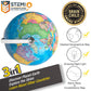 Smart Wallaby 9' Illuminated Educational Kids World Globe + Stem Flags & Countries Interactive Card Game. 3 In 1 Children Desktop Spinning Earth Political & Constellation Maps, Led Night Light Lamp