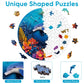 Ruikiyart Wooden Puzzles for Adults, 5MM 200 Pieces Dolphin Wooden Jigsaw Puzzles, Sea Animal Unique Shaped Puzzle Gifts for Adu