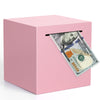 Adults Piggy Bank Must Break To Open, Unbreakable Stainless Steel Piggy Bank For Adults, Metal Savings Box For Cash Saving (Pink