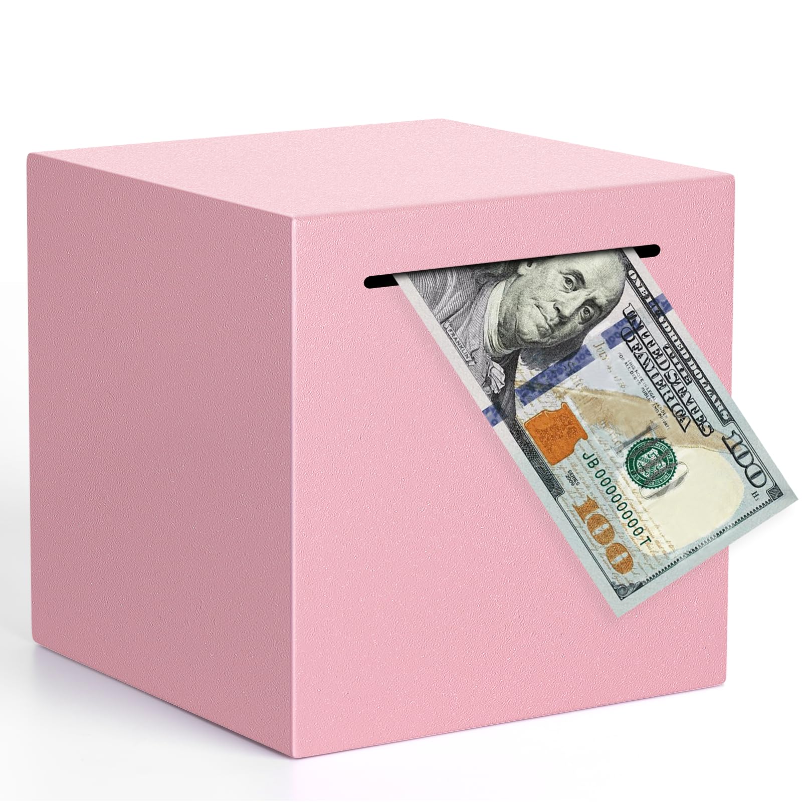 Adults Piggy Bank Must Break To Open, Unbreakable Stainless Steel Piggy Bank For Adults, Metal Savings Box For Cash Saving (Pink