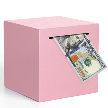 Adults Piggy Bank Must Break To Open, Unbreakable Stainless Steel Piggy Bank For Adults, Metal Savings Box For Cash Saving (Pink