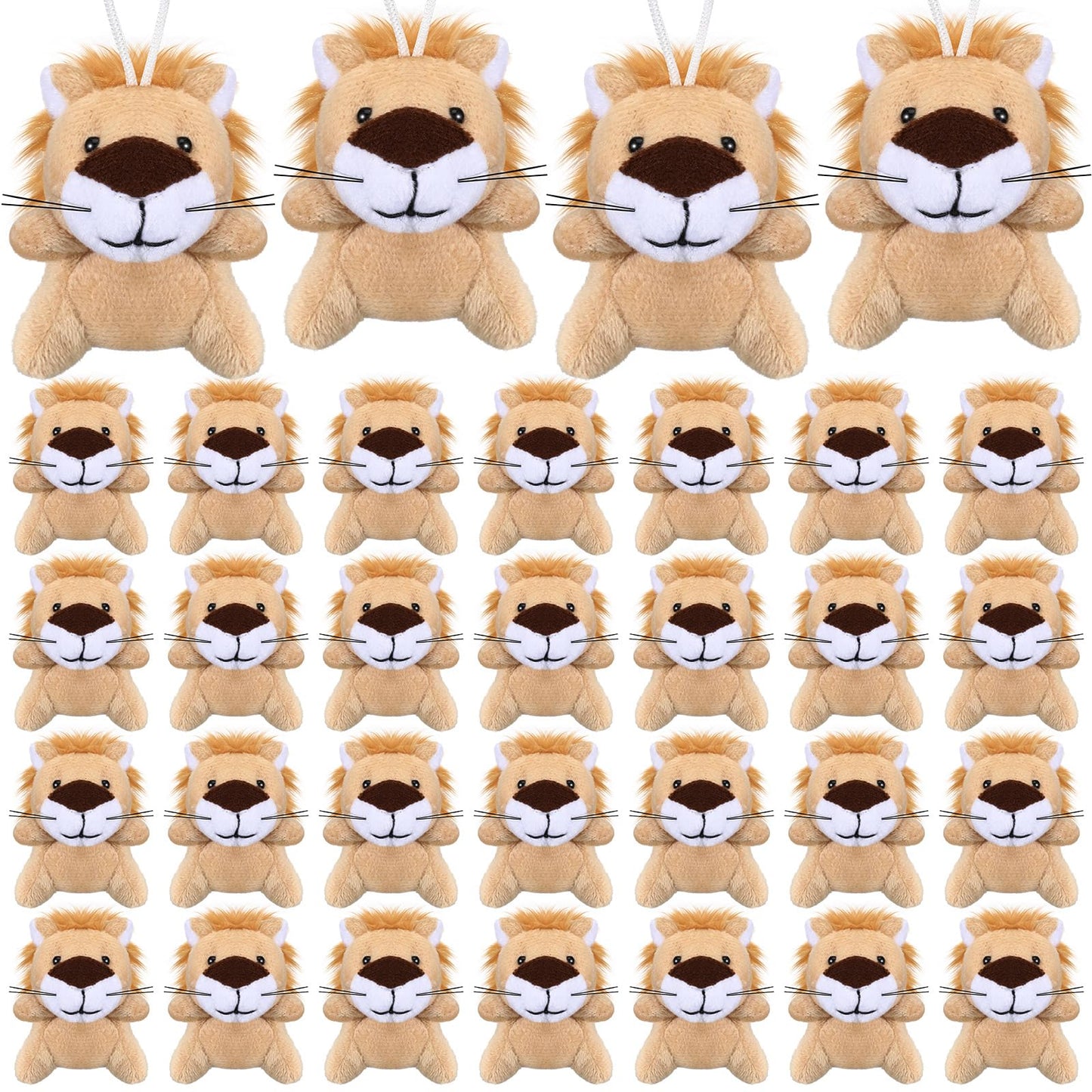 Shappy 50 Pcs Mini Animal Plush Toys Small Stuffed Animals Bulk Cute Tiny Plushies Keychains For Gift Party Carnival Prize(Lion)