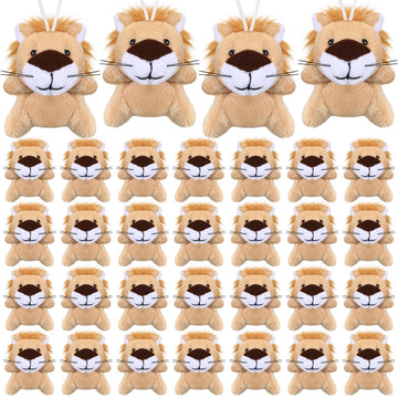 Shappy 50 Pcs Mini Animal Plush Toys Small Stuffed Animals Bulk Cute Tiny Plushies Keychains For Gift Party Carnival Prize(Lion)