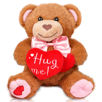 Bear Plush With Red Heart, 10    Valentines Day Bear Stuffed Animal, Cute Bear Plush Toy With Bow Sweet For Girlfriend Boyfriend
