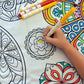 The Coloring Table - Mandala Design - Xl Rectangle Tablecloth - Fabric Coloring Tablecloth - Colorable Designs - Washable And Re