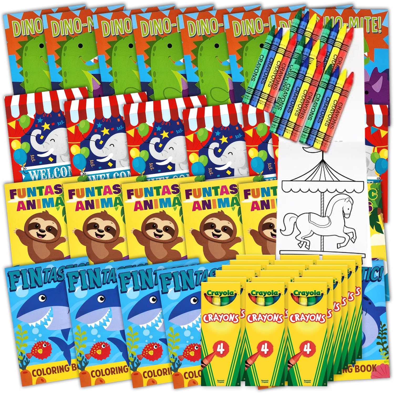 Bulk Coloring Books For Kids (72 Pack) Mini Coloring Books & Crayons, Party Favors, Fun Activity, Giveaways, Mini Travel Books |