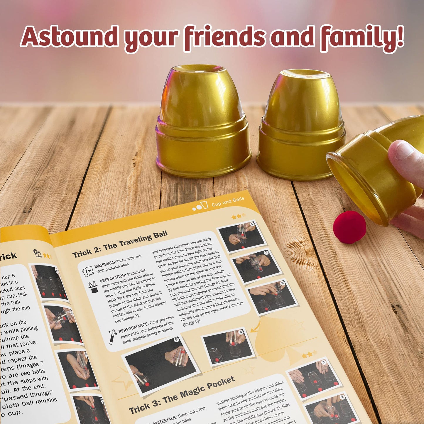 Thames & Kosmos Magic: Gold Edition | Playset With 150 Tricks | 96 Page Full Color Instruction Manual | 42 Props | Video Tutorials | Fun For Kids 8+