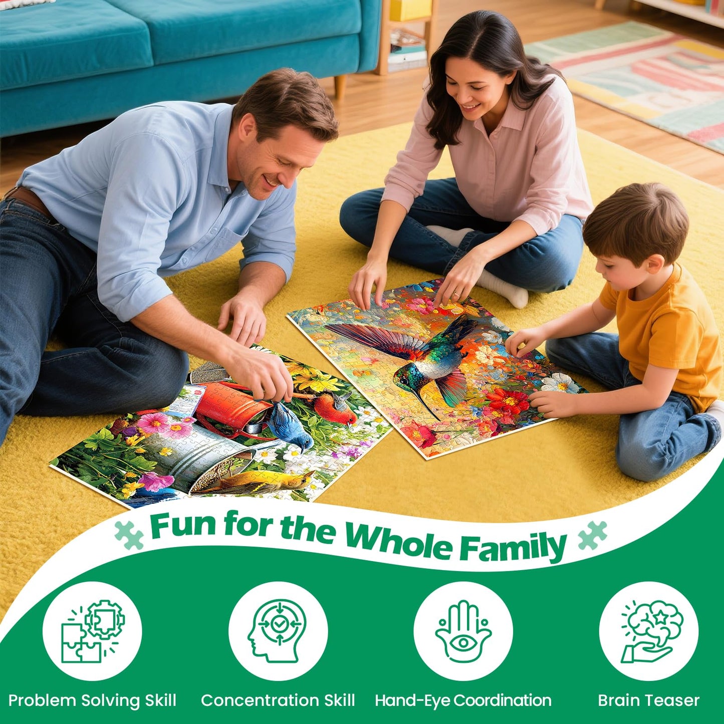 2 Pack Jigsaw Puzzles 300 Pieces for mature-themeds  Hummingbird Puzzle for mature-themeds Kids Seniors  Bird 300 Pieces Puzzle No Dust Pieces Fit Together Perfectly  Challenging Puzzles Family Game Gift Toy