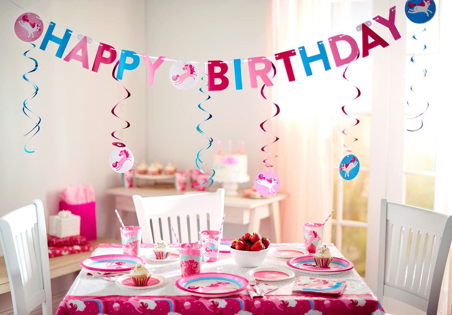 American Greetings Rainbow Unicorn Birthday Party Supplies, Banner Kit (7-Pieces)