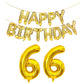 Shuntai 66Th Birthday Decorations For Men Women Gold Jumbo Foil Mylar 66 Number Balloons With Happy Birthday Balloon Letters Ban