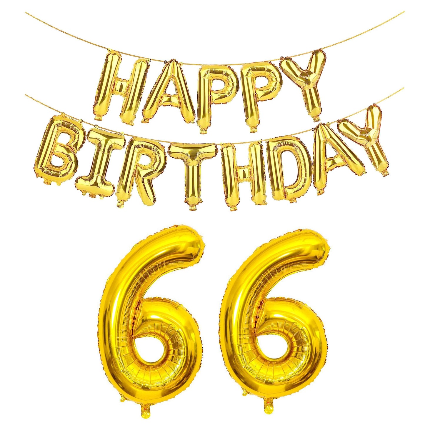 Shuntai 66Th Birthday Decorations For Men Women Gold Jumbo Foil Mylar 66 Number Balloons With Happy Birthday Balloon Letters Ban