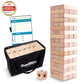 Giantville Giant Tumbling Timber Toy - enhanced Pine Wood Life-Size Blocks Tower - Big Floor/Board Indoor/Outdoor Yard Game for Kids & mature-themeds - 54-Pieces + Dice + Carry Bag - Grows to Almost 4-Feet