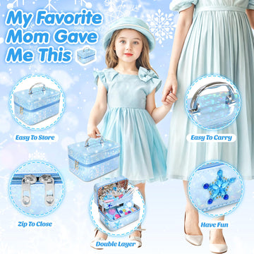 INNOCHEER Kids Makeup Kit for Girl Toys, Frozen Toys for Girls Makeup Kit, Washable Make Up for Kids Double Layer, Frozen Makeup