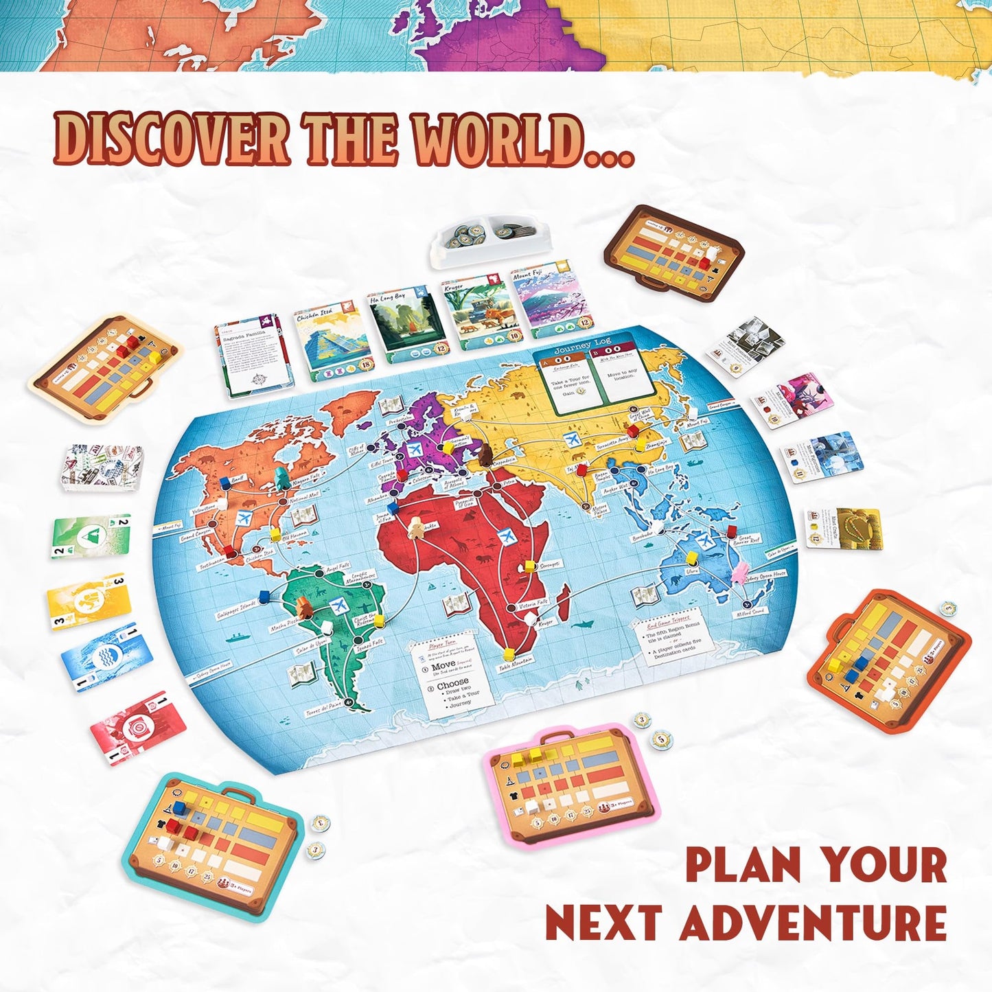 Underdog Games Trekking The World Board Game - 1st Edition - Cardboard - World Travel
