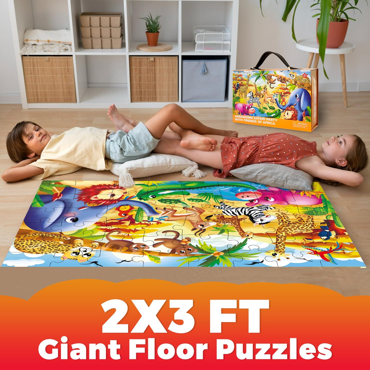 Quokka Giant Floor Puzzles For Kids Ages 3-5 - 2X3 Feet 48 Piece Puzzles For Kids Ages 4-8 - Educational Toys On Large Puzzles For Boys And Girls Ages 3-5 - Africa Toy Gift Activities