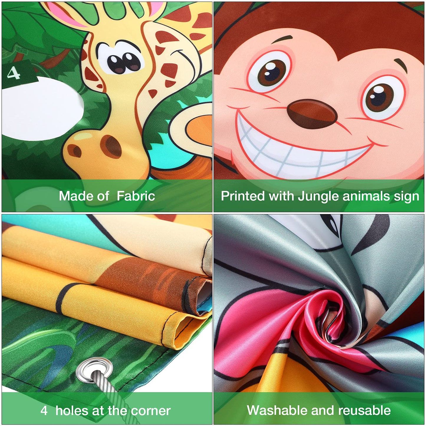Safari Animals Toss Games Banner With Bean Bags Jungle Wild Animals Backdrop Zoo Animals Photo Background Funny Animals Toss Game For Kids Birthday Party Supplies