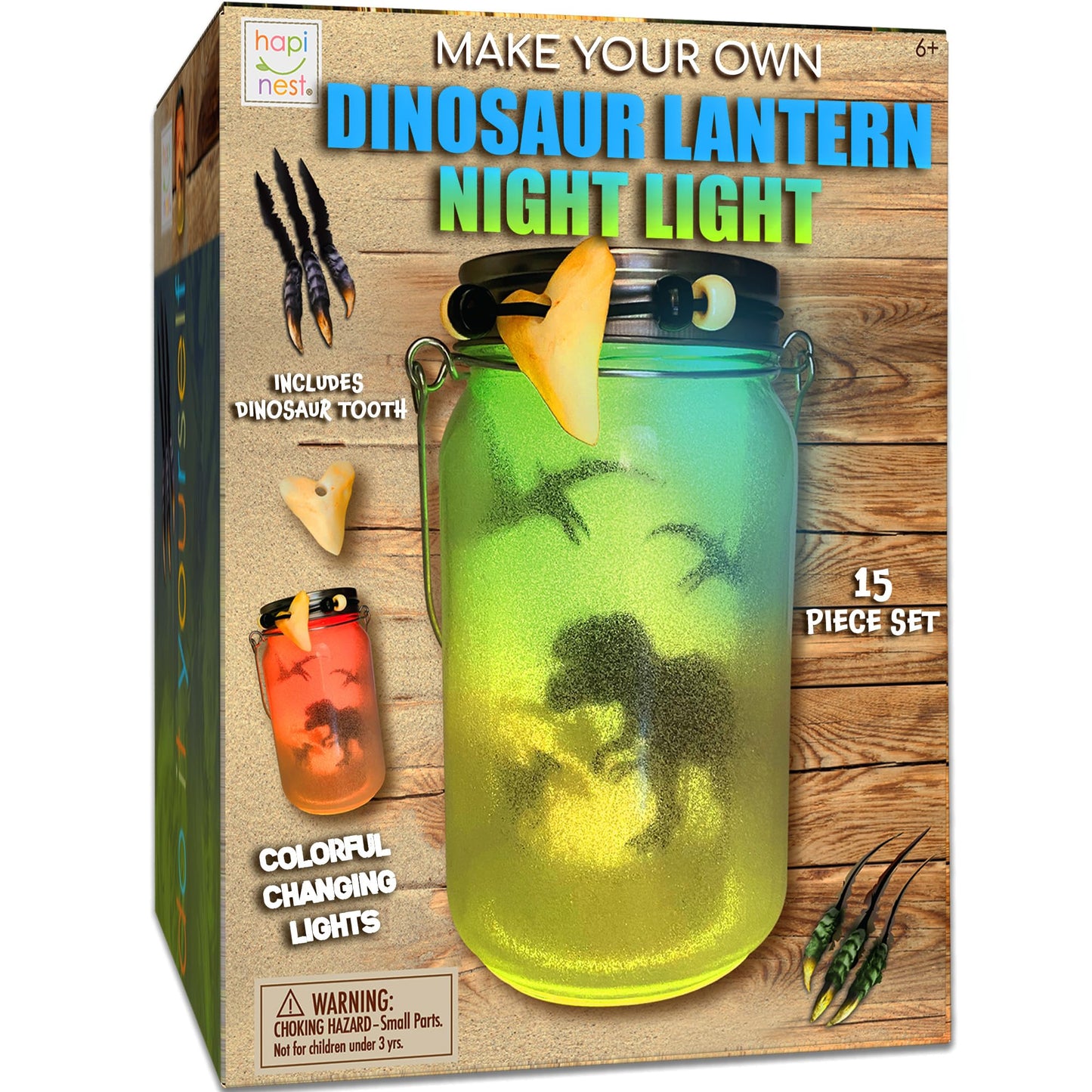 Hapinest DIY Dinosaur Toy Lantern Night Light Kit - Arts and Crafts Gift for Boys or Girls Ages 6 7 8 9 10 Years Old and Up
