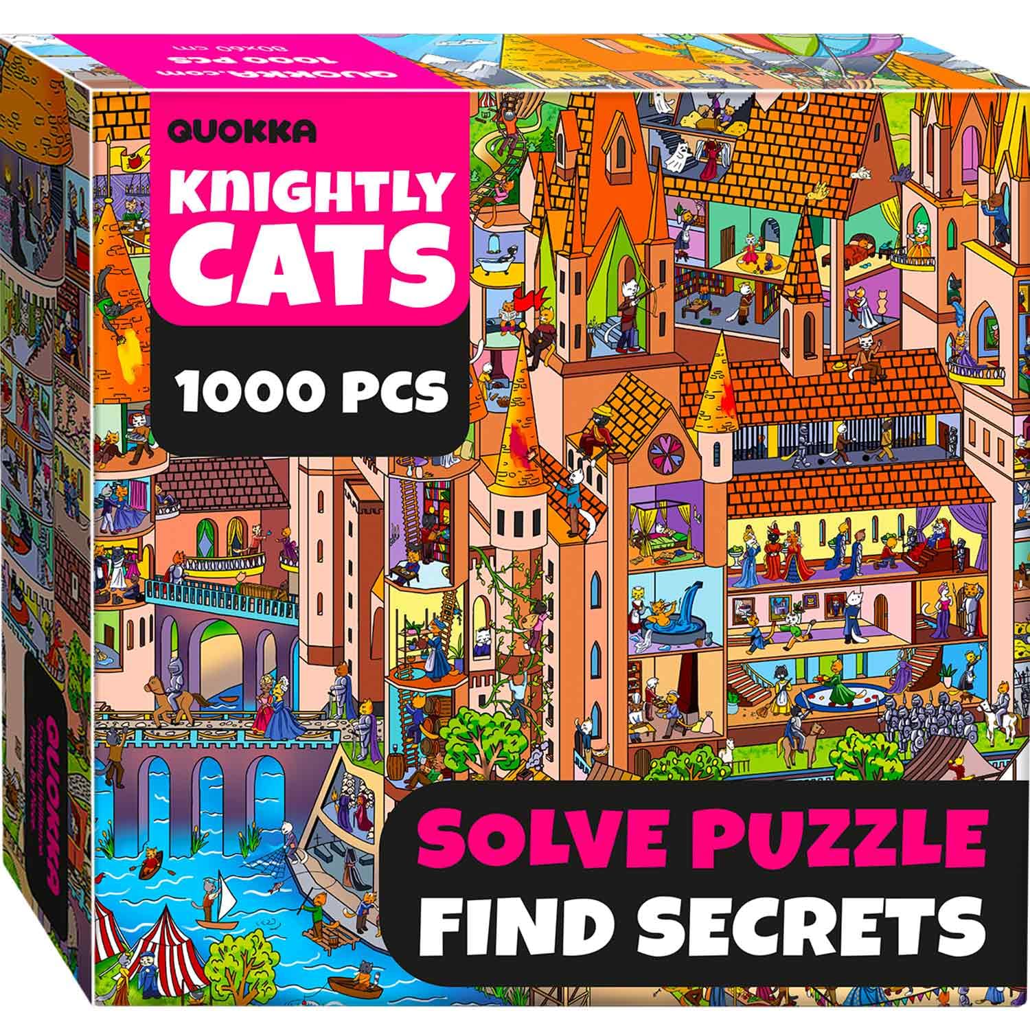 Quokka 1000 Piece Jigsaw Puzzle For Adults Nighty Cats – Premium Box Packaging With Extra Fun Challenges - Whimsical Cat Puzzle - Perfect For Relaxation & Creativity & Gift Giving