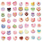 50Pcs Birthday Cake Stickers Cartoon Heart Shaped Cake Stickers Kawaii Love Aesthetic Vinyl Waterproof Sticker For Laptop,Guitar
