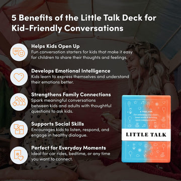 Little Talk Conversation Cards for Kids - 170 Prompts for Social Skills, Family Games, Travel & Therapy - BestSelf Deck for Ages