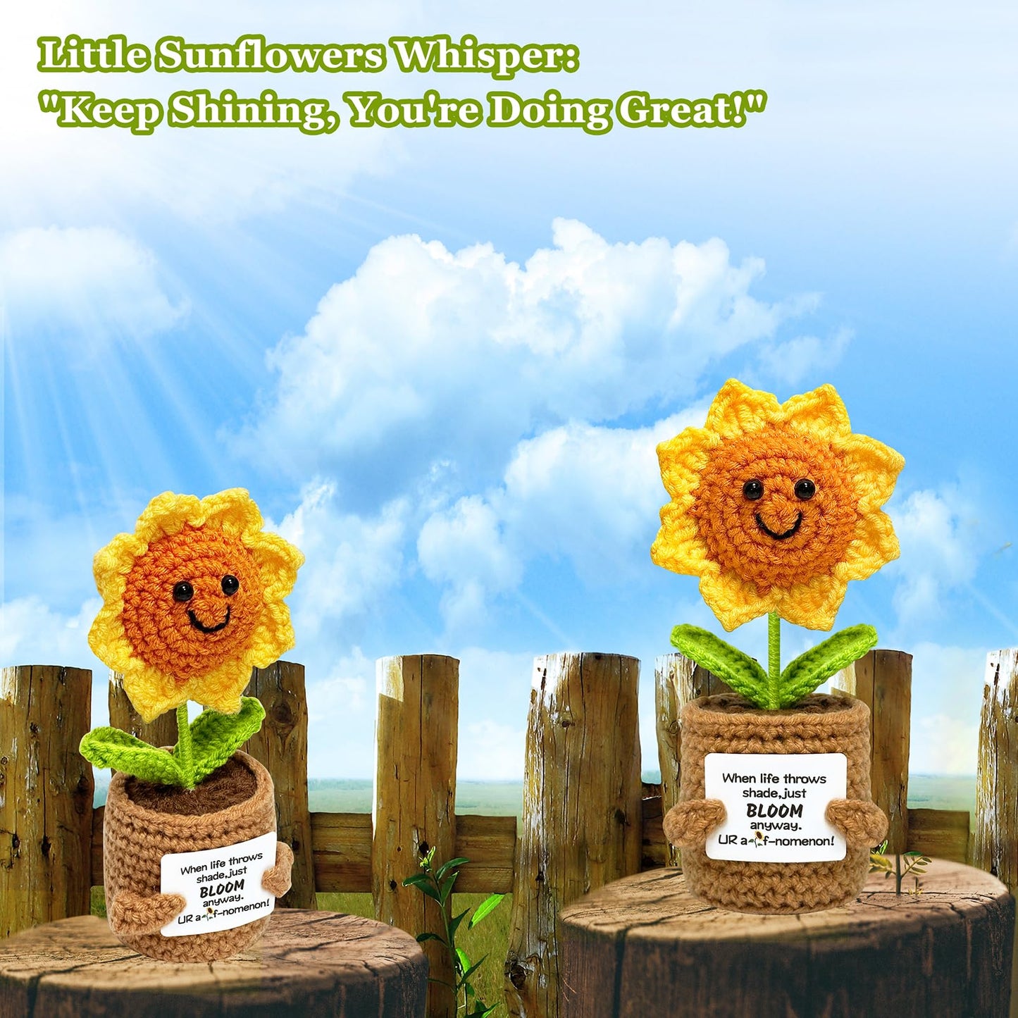 Funny Positive Crochet Sunflower Gifts for Women Men  Emotional Support Gift for Best Friend Coworker Classmate and Sister  Cool Birthday Gift for Teens Girls Boys  Encouragement Gifts for Women Men