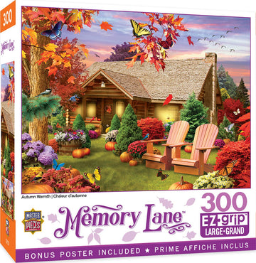 MasterPieces - 300 Piece Jigsaw Puzzle, Large EZ Grip Shapes, Autumn Warmth, Fun for Adults, Seniors, Family, Kids, Non-Glare Fi