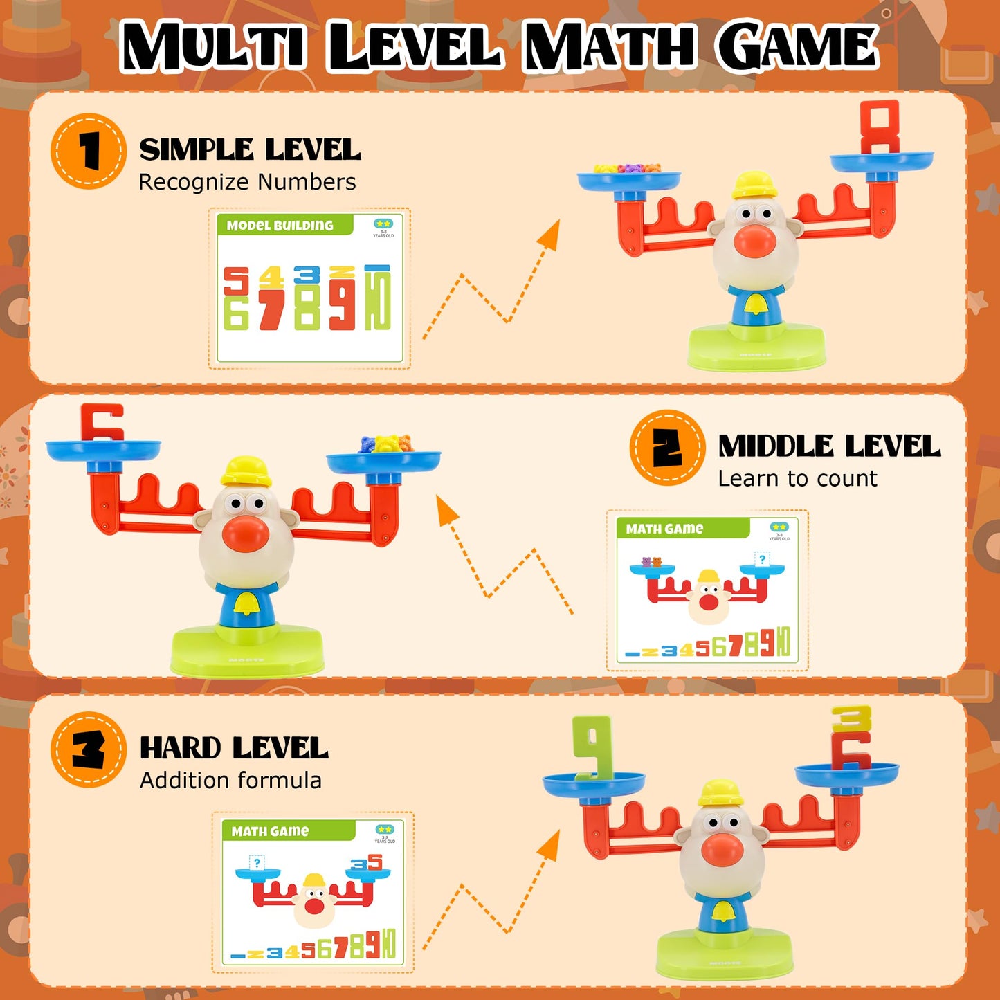 Bmag Balance Math Toys, 3 In 1 Counting Stacking And Balancing Math Learning Game For Kids, Stem Learning Activities Educational