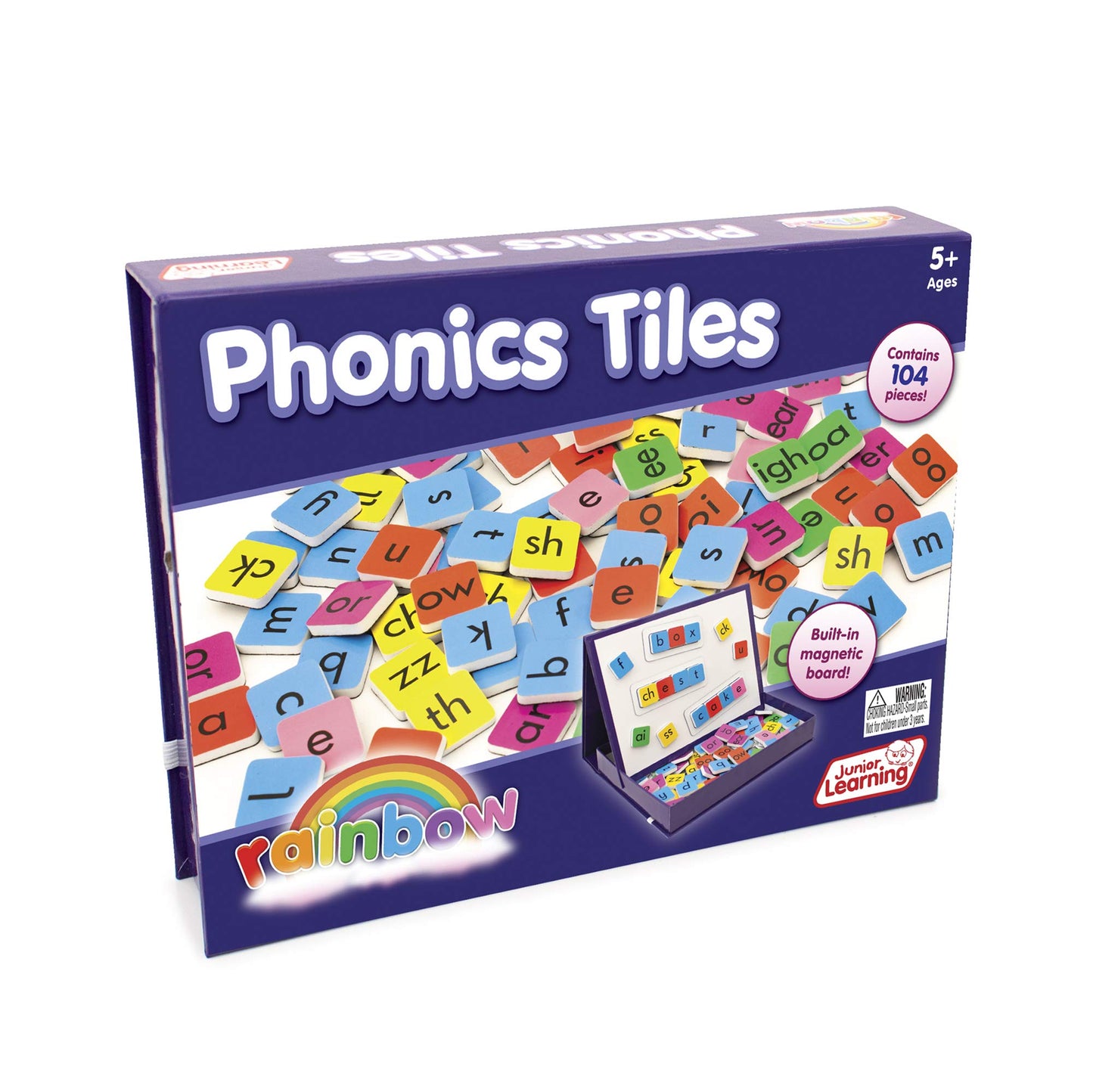 Junior Learning Rainbow Phonics Tiles With Built-In Magnetic Board Multi