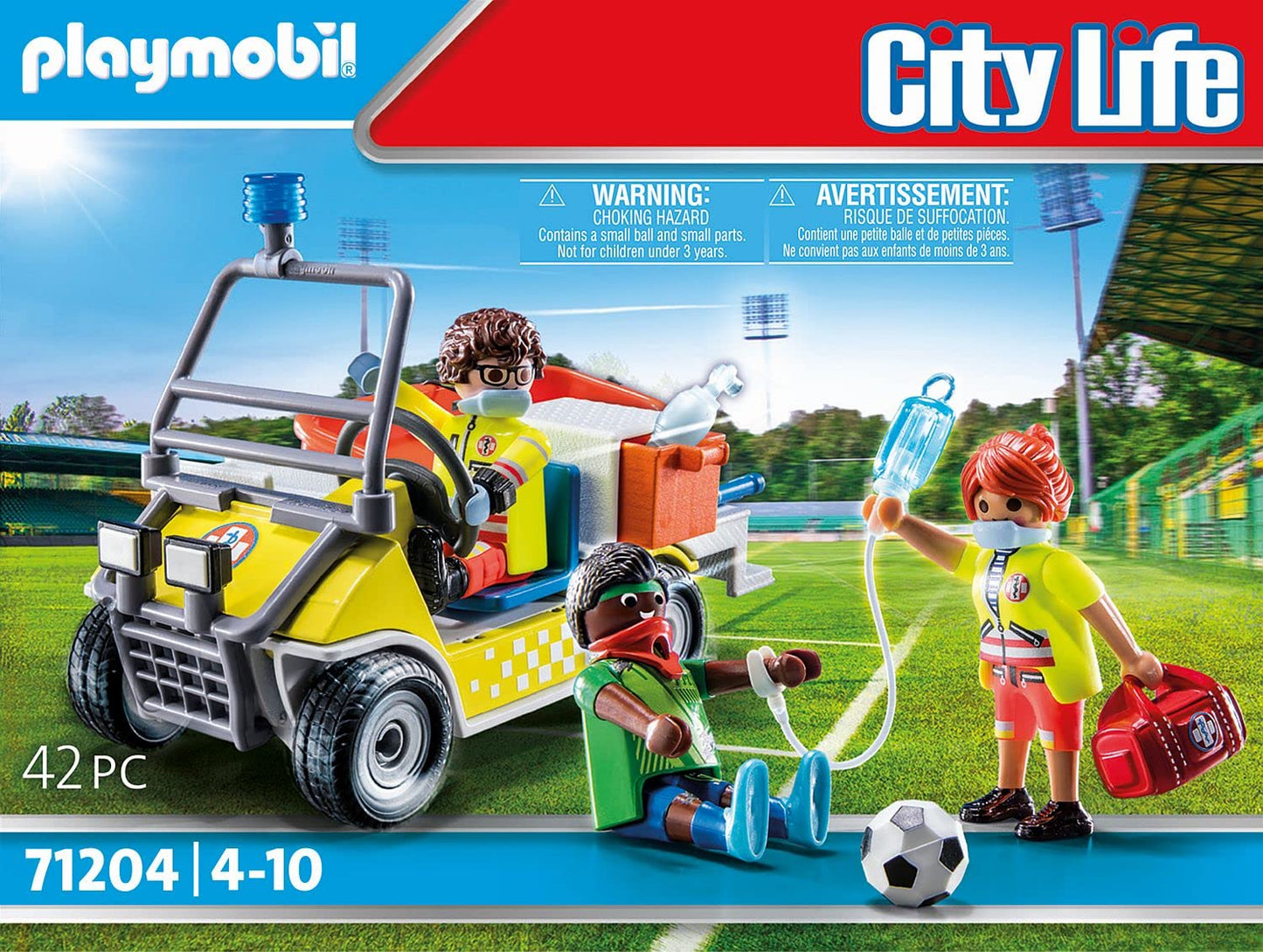 Playmobil Rescue Cart - Model 71204, Red Plastic Emergency Vehicle for Kids