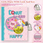 Ginmlyda Girls Diary With Lock For Kids, Pink Doughnut Diaries 7.1X5.3” 160 Page Cute Secret Notebook For Girls Journal With Lock & Key For Little Kids Writing Drawing Girls Gift Age 5-10 Years Old