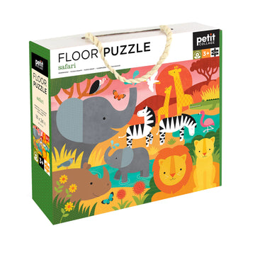 Petit Collage Floor Puzzle, Safari, 24-Pieces – Large Puzzle For Kids, Completed Safari Puzzle Measures 18” X 24” – Makes A Great Gift Idea For Ages 3+ And Animal Lovers