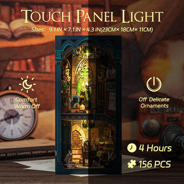 Cutefun Book Nook Kit, 3D Wooden Puzzle Diy Miniature House Kit, Book Nook Kits For Adults, Booknook W/Led Light Dust Cover, Dollhouse Bookshelf Insert Decoration (Darkness Common Room)