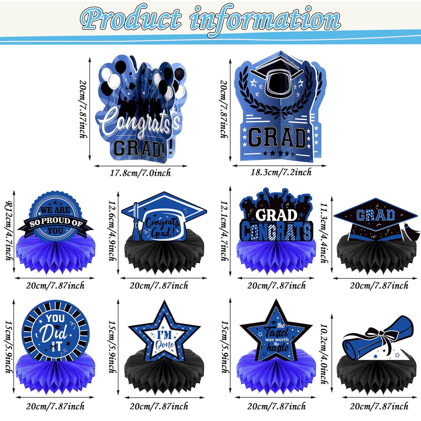 Yisong 10 Pcs Graduation Party Decorations Class of 2025 Congrats Grad Honeycomb Centerpieces Congratulate Graduation Table Topp