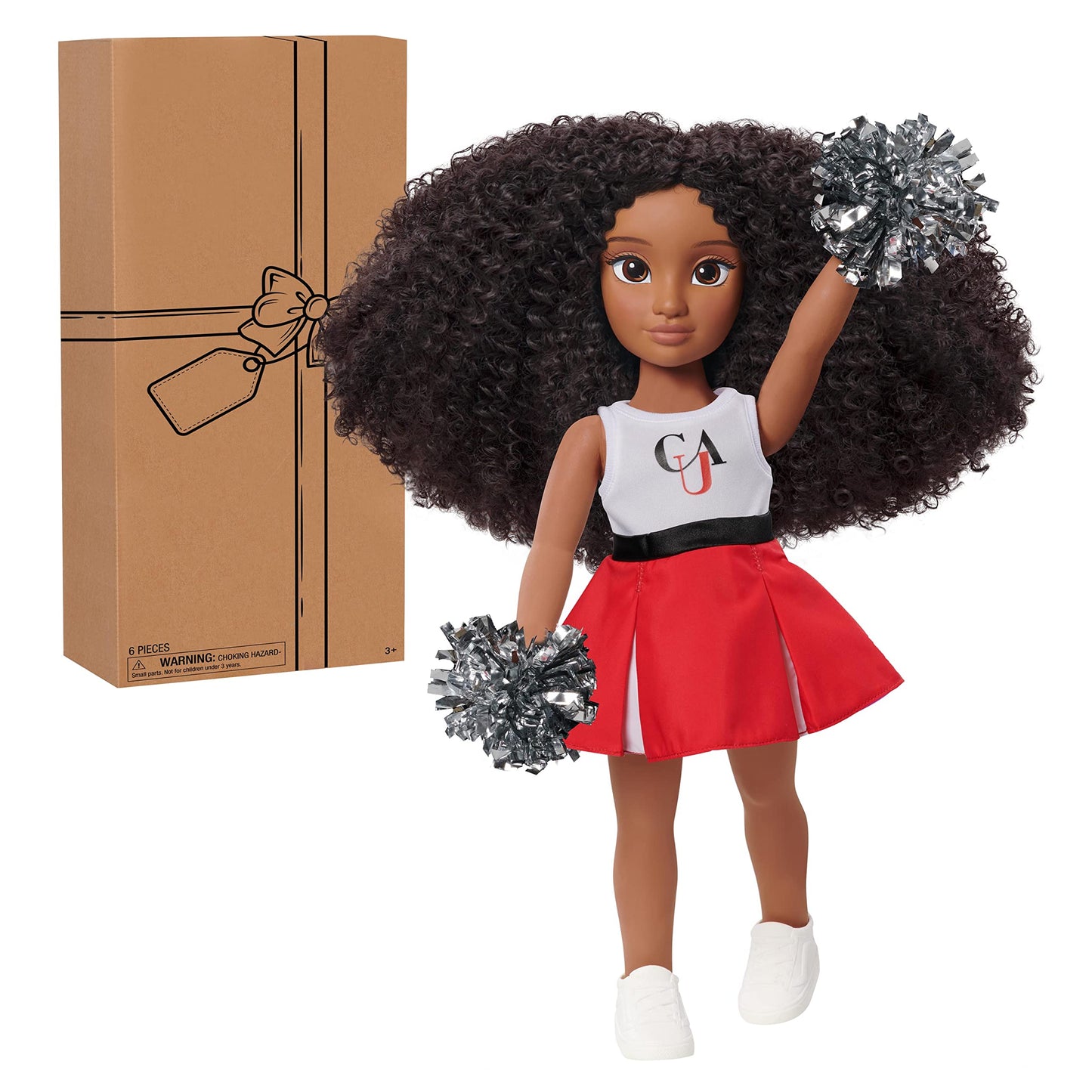 Just Play Hbcyou Clark Cheer Captain Alyssa 18-Inch Doll & Accessories, Curly Hair, Medium Brown Skin Tone, Designed And Develop