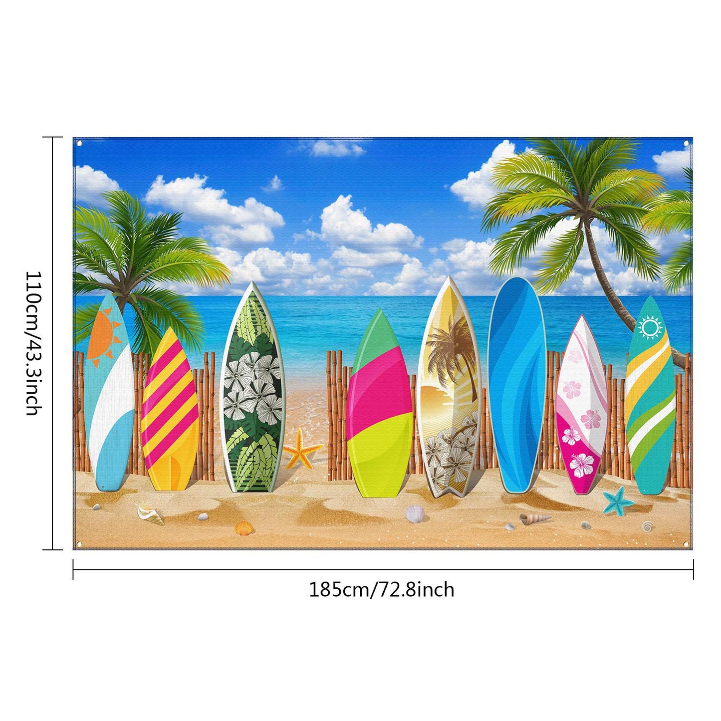 Blulu Beach Party Decorations Tropical Background Banner Summer Hawaiian Beach Decorations Surfboard Backdrop Luau Party Backdro