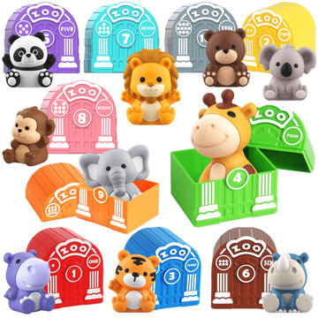 Toddler Toy For 1 2 3+ Years Old, Learning Toy For Toddlers With 20Pcs Safari Animal Toy, Montessori Educational Toy For Kids,10 Animals &10 Houses For Babies Boys Girls Easter Christmas Birthday Gift