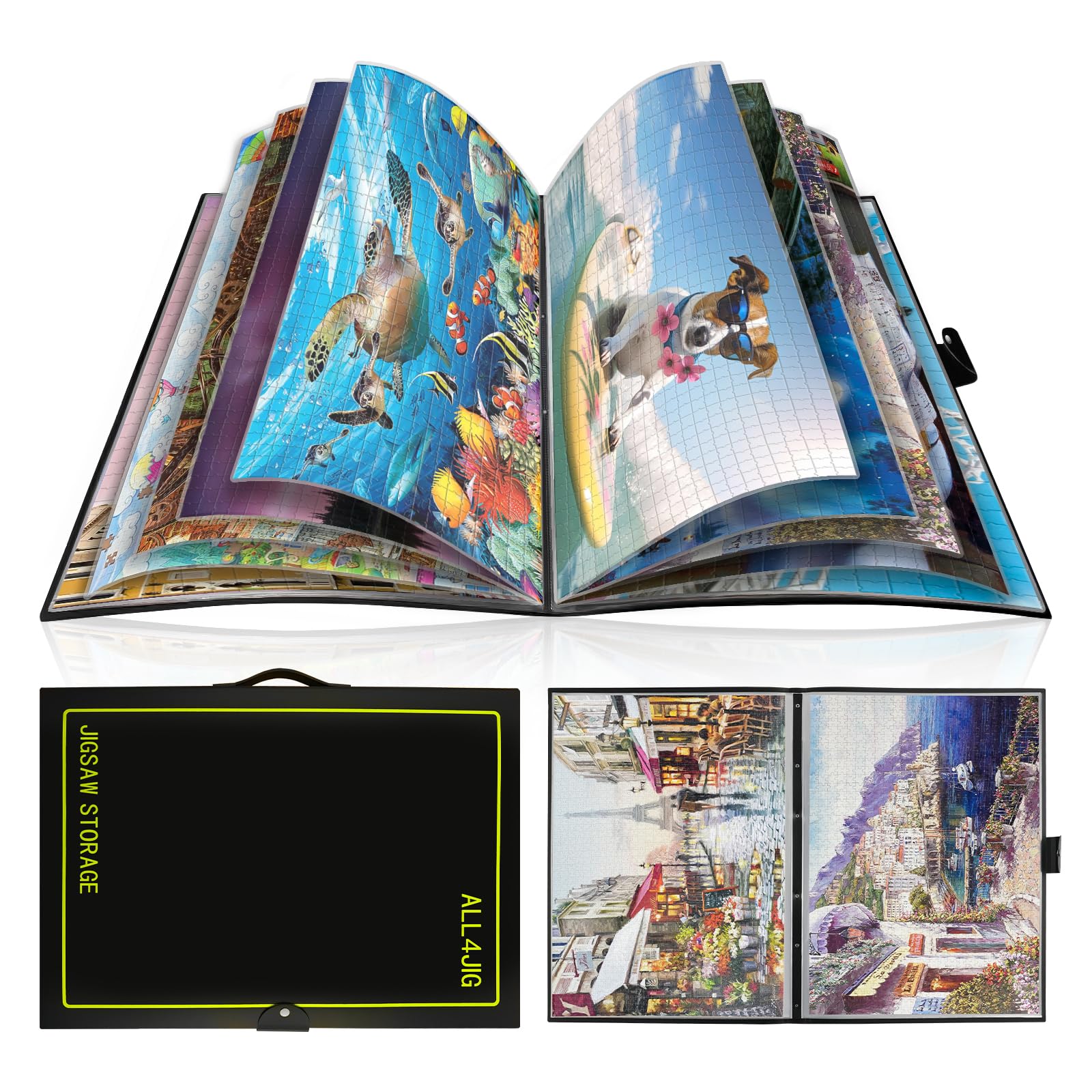 All4Jig Extra Large Puzzle Storage Folder Keeper For Jigsaw Enthusiasts - Space-Saving Organizer, Holds 20 Puzzles, 31.1X25.59X2