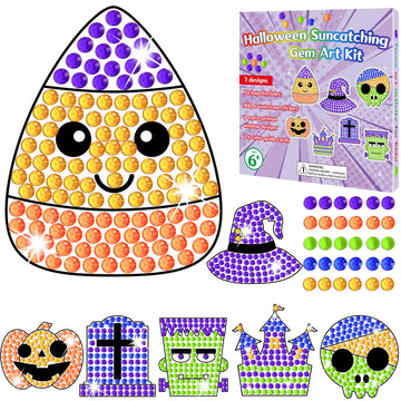 Qyeahkj 7pcs Halloween Arts and Crafts, Art Crafts Suncatcher Kits for Children Teenagers Kids at 6-8, DIY Diamond Painting Kits