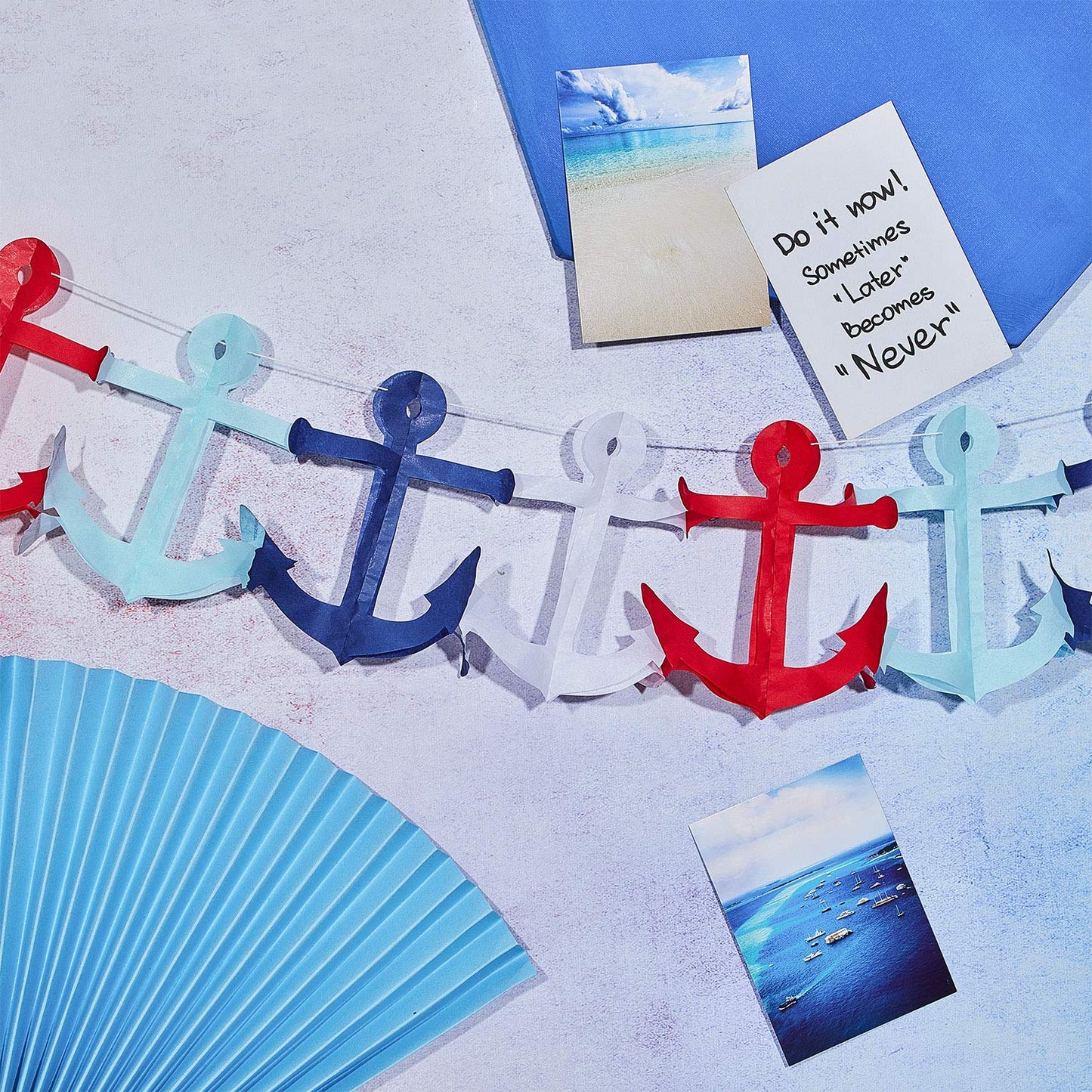 65Ft Nautical Garland Cruise Birthday Decorations Triangle Flags Hanging Banner For Baby Shower Wedding Party Mantel Home Outdoor Garden(2 Pieces)