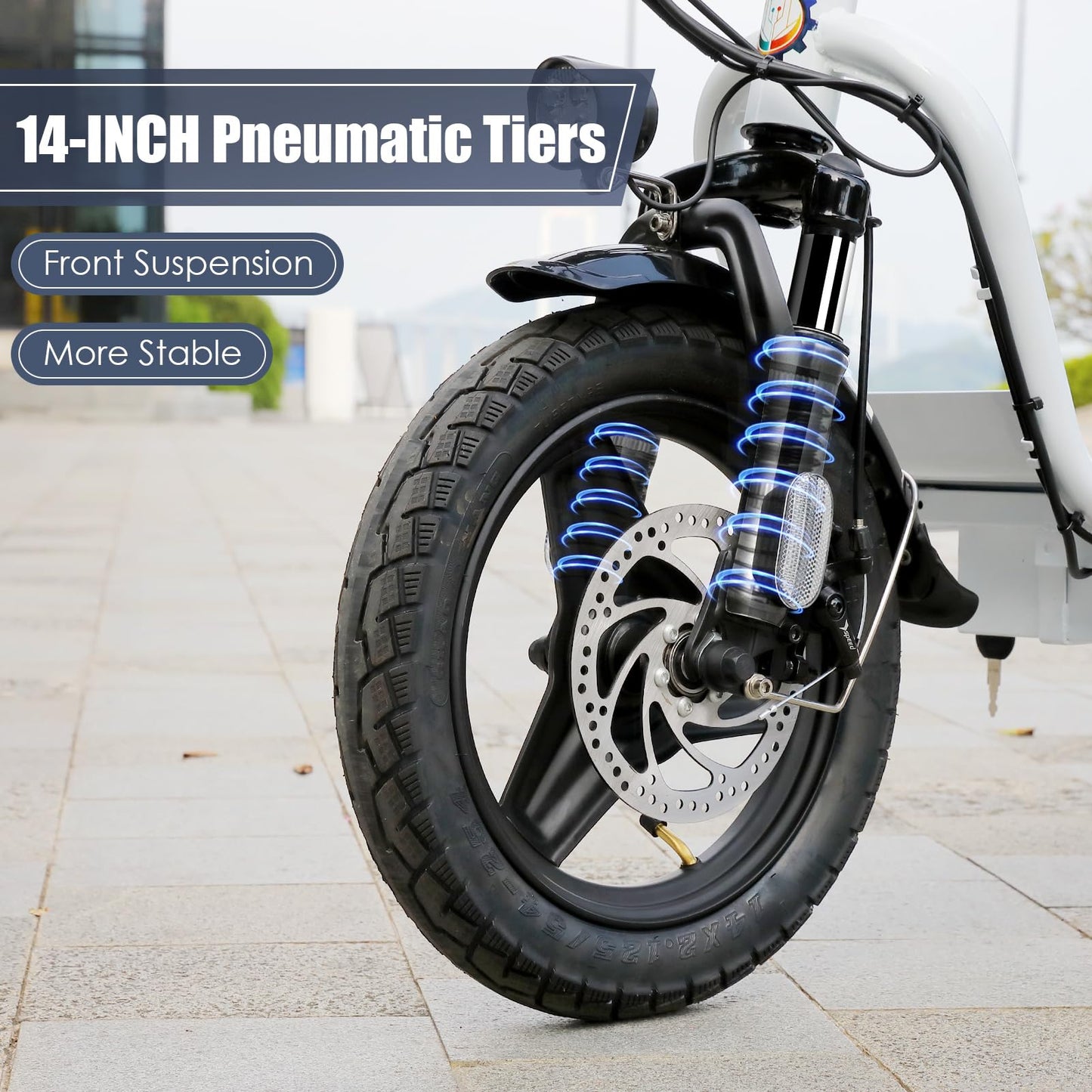 Caroma 1200W Peak Electric Scooters For Adults, 14'' Fat Tire, 500Wh Battery, 30 Miles Range, 20Mph Top Speed, Foldable Electric
