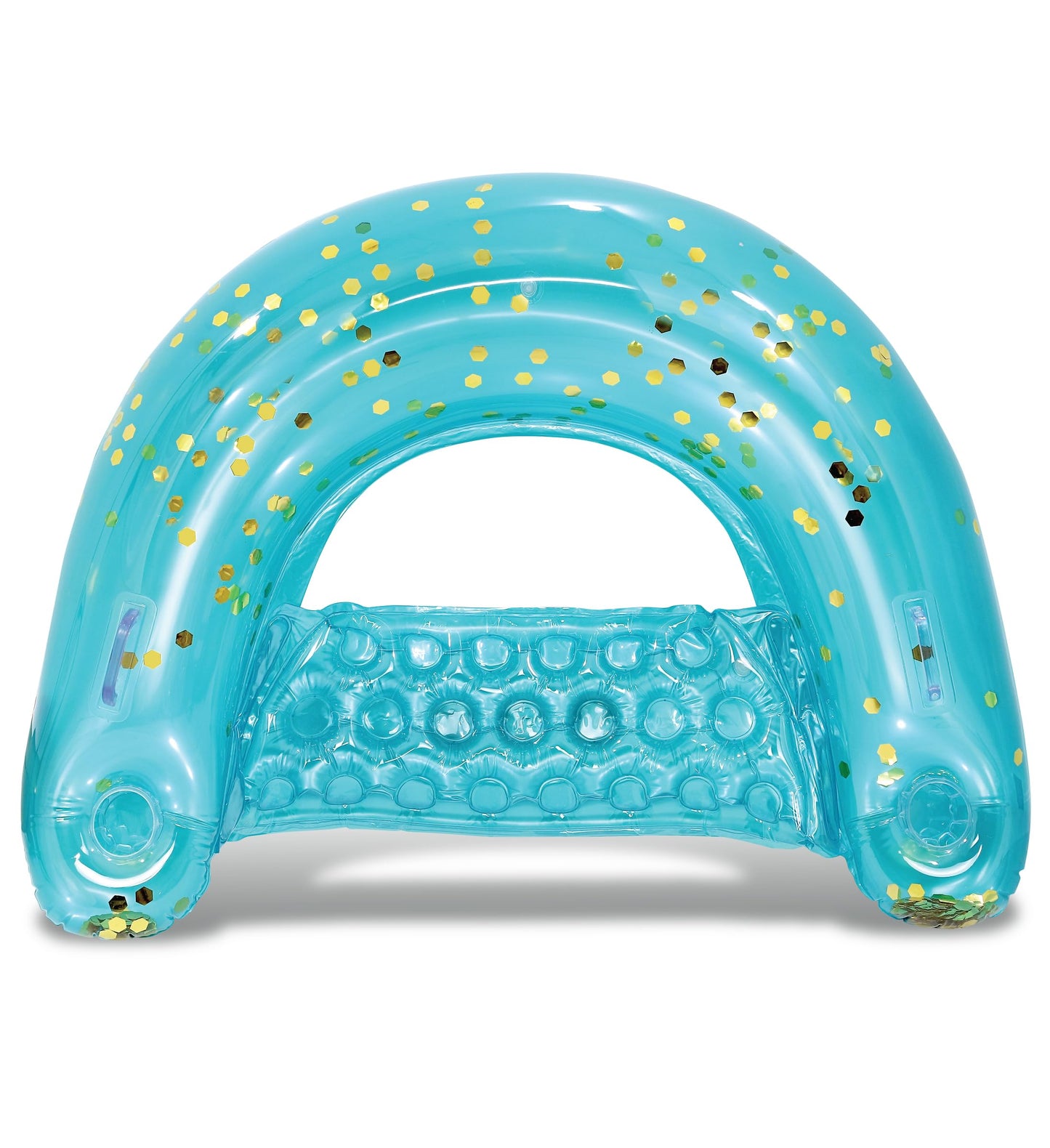 POZA Inflatable Pool Float Chair - Sparkle Confetti Lounge Inflatable Pool Floats  2 Built in Cup Holders and Handles  mature-themed Inflatable Pool Lounger Floating Chair for Beach  Lake  Pool - 48x38 Inches