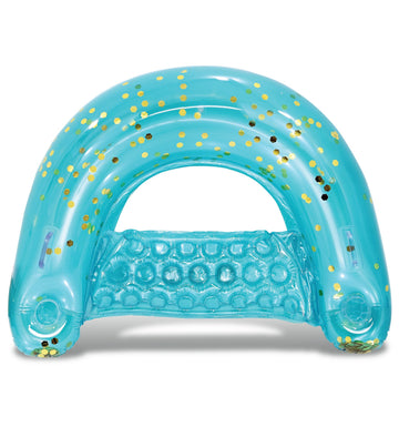 POZA Inflatable Pool Float Chair - Sparkle Confetti Lounge Inflatable Pool Floats  2 Built in Cup Holders and Handles  mature-themed Inflatable Pool Lounger Floating Chair for Beach  Lake  Pool - 48x38 Inches